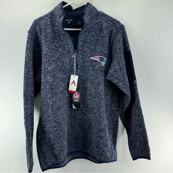 Antigua NFL New England Patriots Fortune 1/4 Zip Pullover - Navy- Size L- NWT - Picture 1 of 12